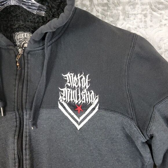 Metal Mulisha  Hoodie Men's Medium Black Full Zip Sherpa-Lined Jacket Sweatshirt - Picture 2 of 10
